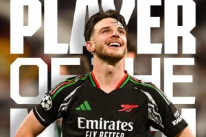 开云-顶级发挥！赖斯当选对阵皇马次回合阿森纳队内最佳球员